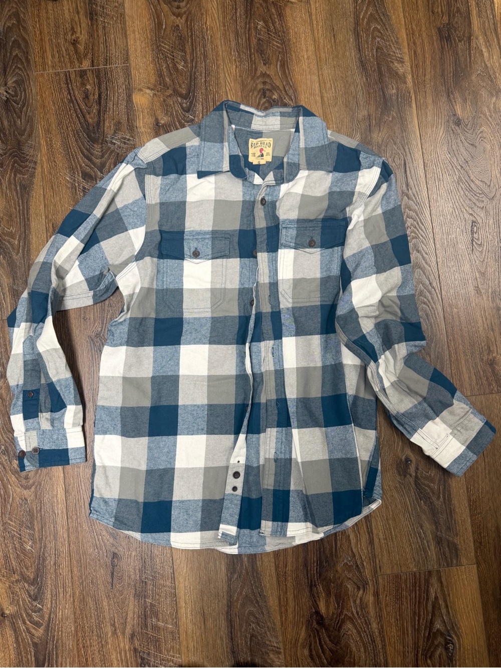 RedHead Blue, Gray & White Plaid Button-Down Shirt - Never worn